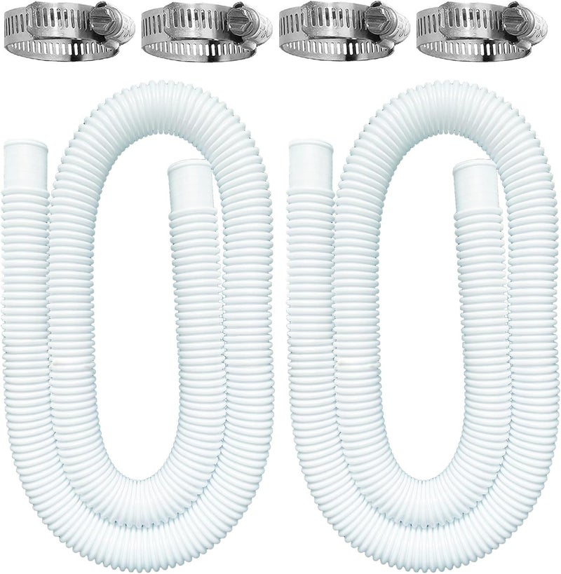BEFANS Pool Hoses for Above Ground Pools, 2 Pack 1.25 x 59 Inch Pool Filter Pump Hoses, Compatible with Intex Pool Filter Pump 607, 637 With 8 Metal Clamps(2) - Image 1
